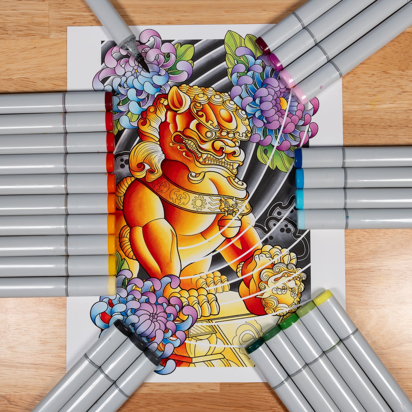Female Foo Dog Traditional Irezumi Japanese Tattoo Flash Art Print Hand Drawn Original Art Print Poster