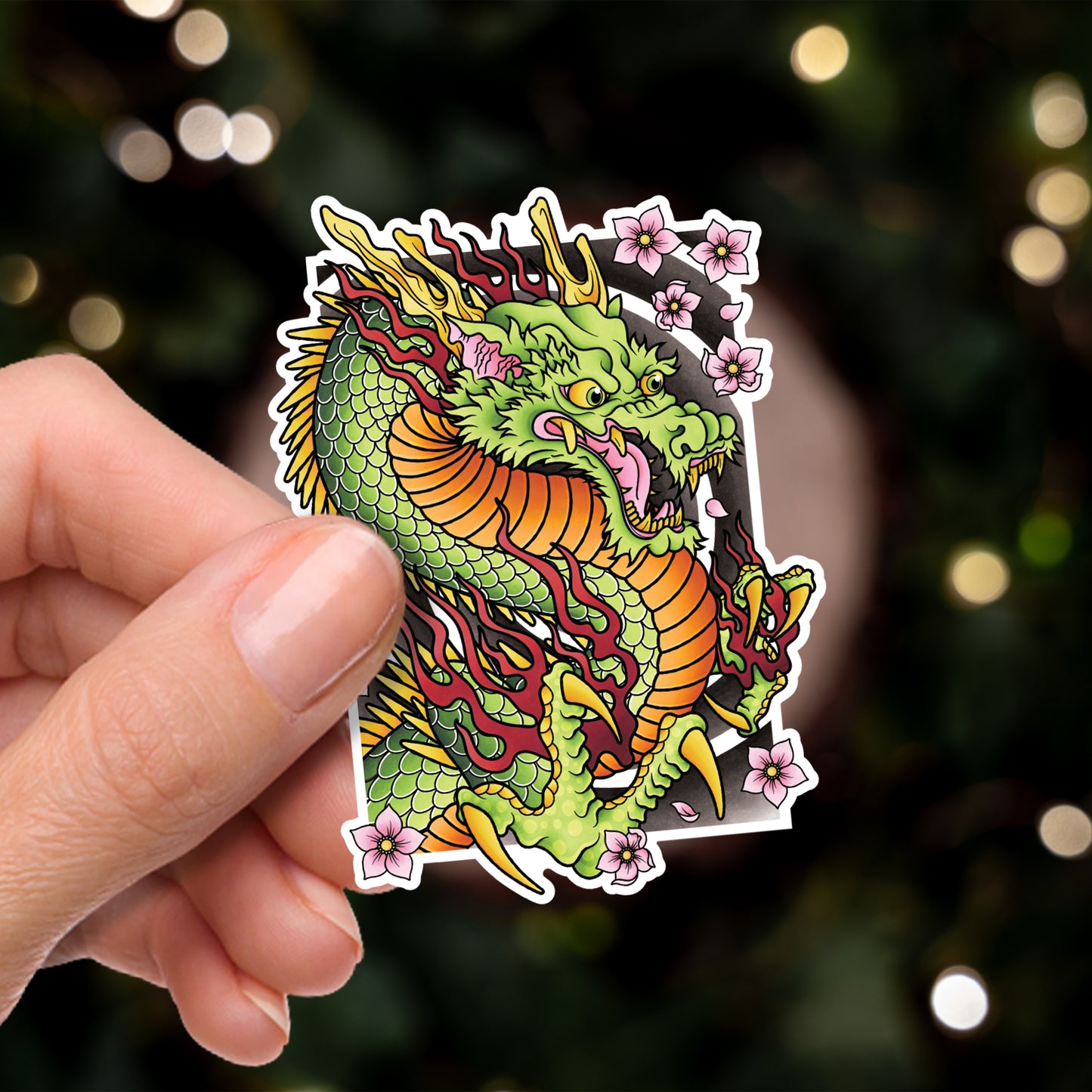 Ryu Dragon Traditional Hand Drawn Irezumi Tattoo Flash Fine Art Waterproof Vinyl Sticker and Postcard Art Print