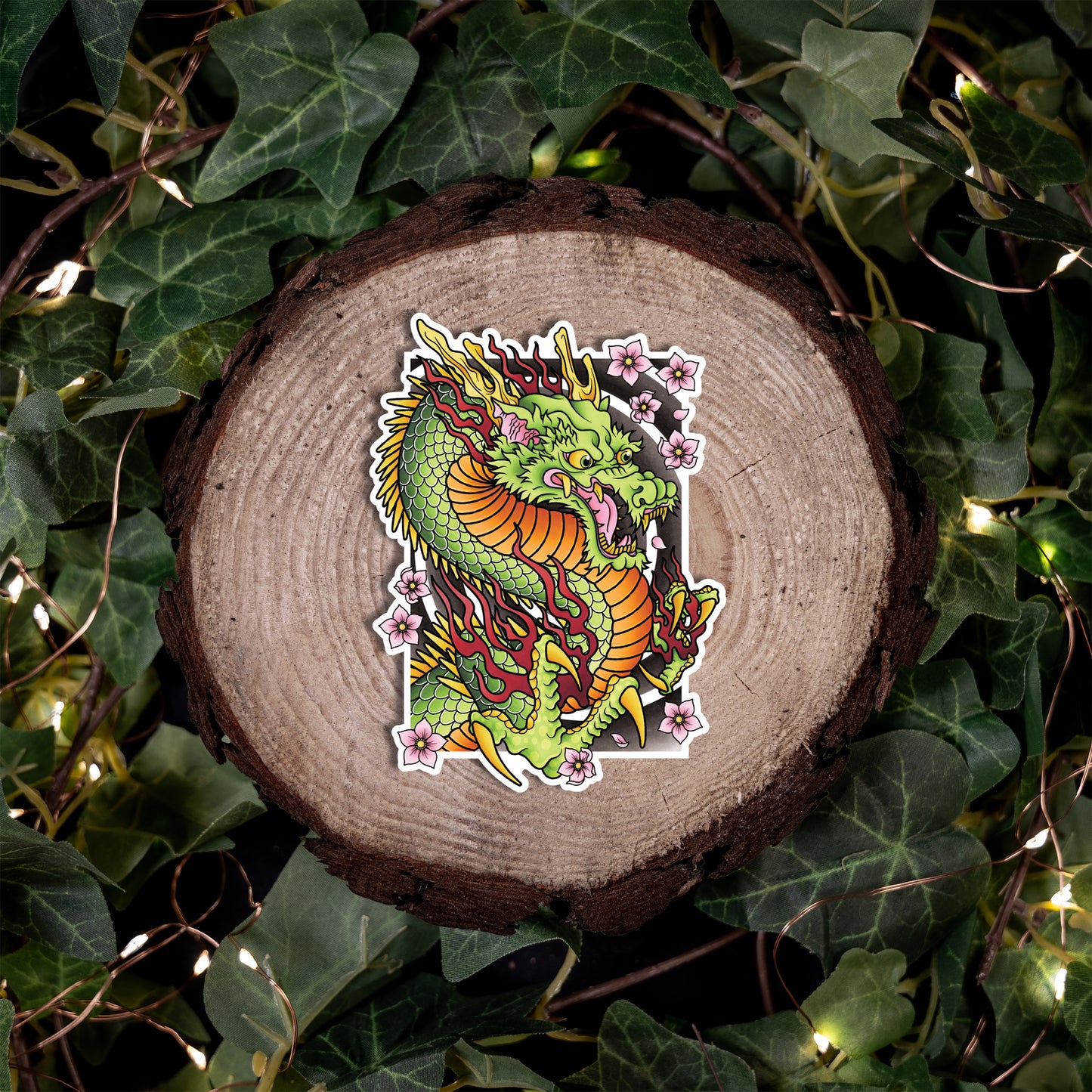 Ryu Dragon Traditional Hand Drawn Irezumi Tattoo Flash Fine Art Waterproof Vinyl Sticker and Postcard Art Print