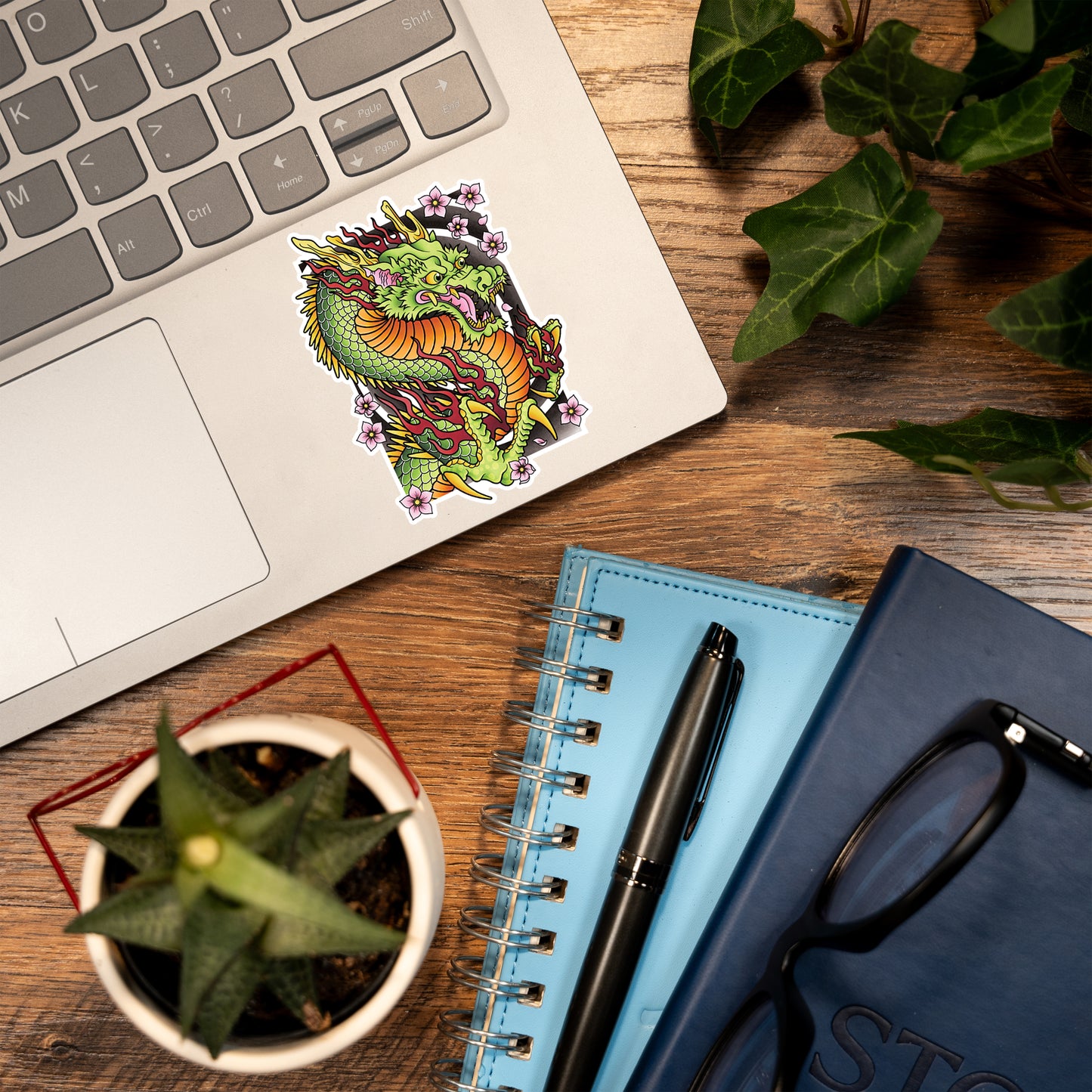 Ryu Dragon Traditional Hand Drawn Irezumi Tattoo Flash Fine Art Waterproof Vinyl Sticker and Postcard Art Print