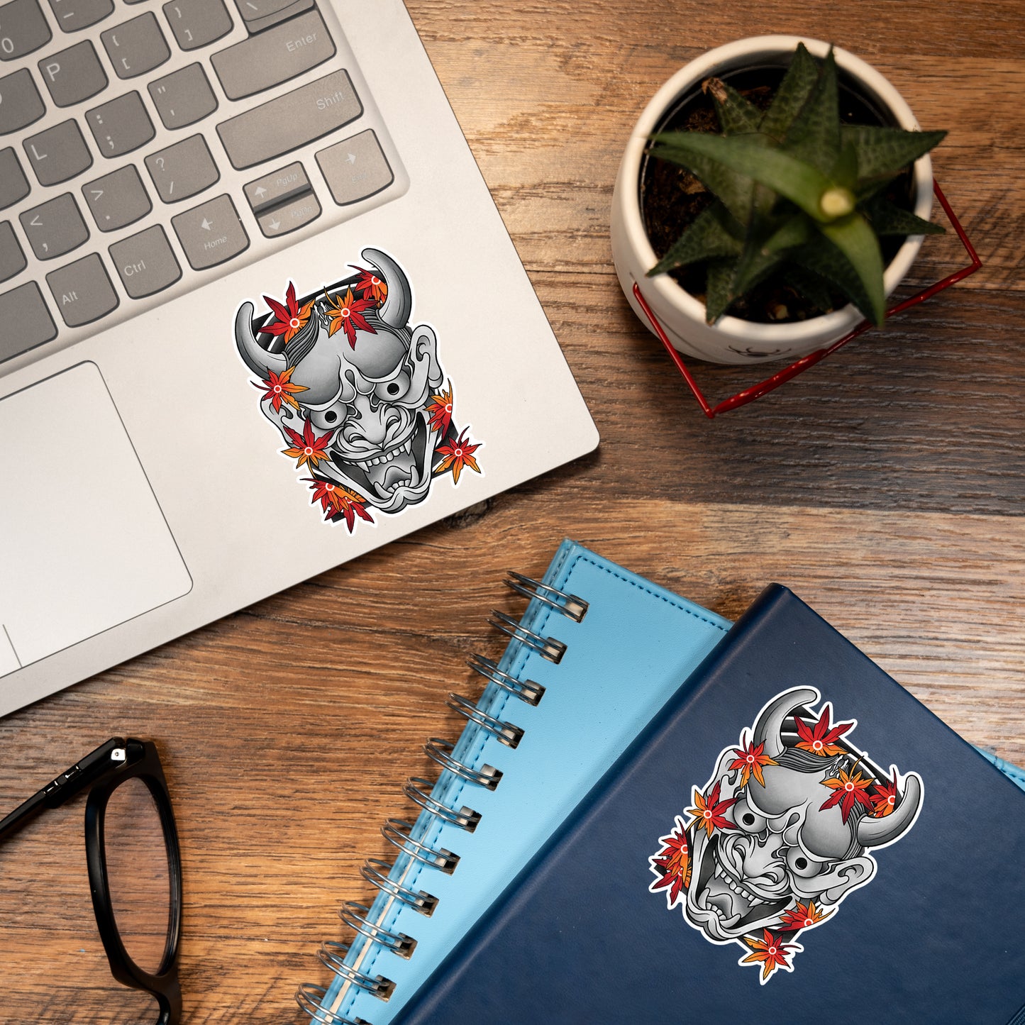 Hannya Oni Noh Mask Traditional Irezumi Tattoo Flash Fine Art Waterproof Vinyl Sticker and Postcard Art Print