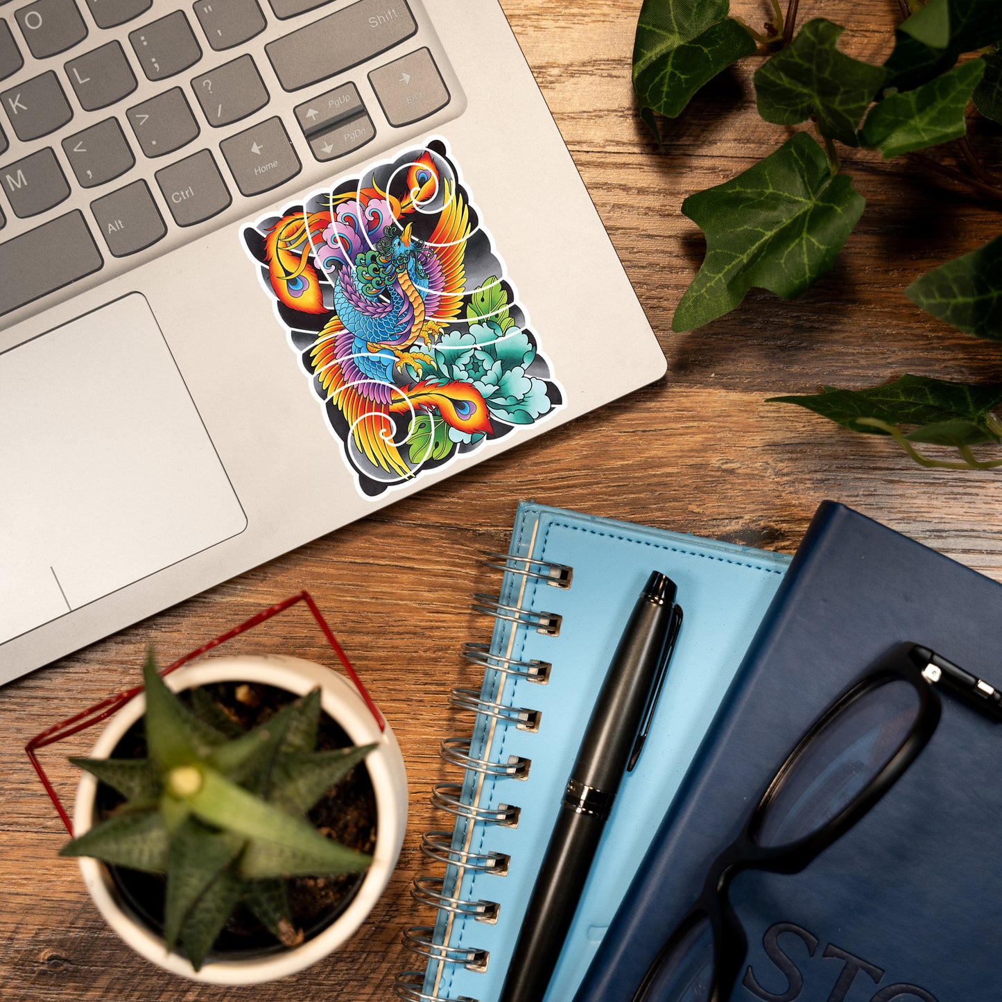 Phoenix Traditional Hand Drawn Irezumi Tattoo Flash Fine Art Waterproof Vinyl Sticker and Postcard Art Print