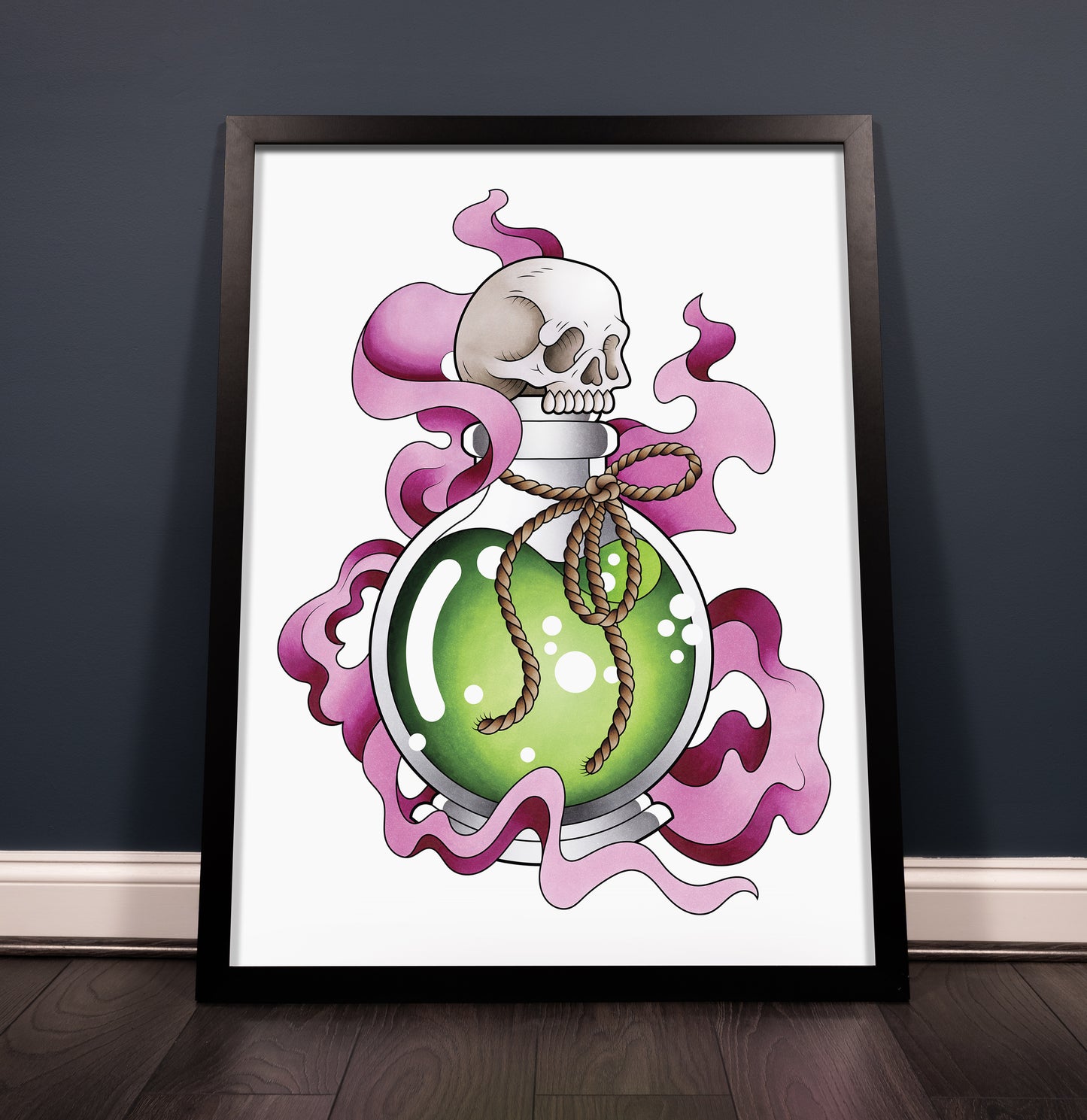Neo Traditional Potion Bottle Inspired Tattoo Flash Hand Drawn Original Art Print Poster
