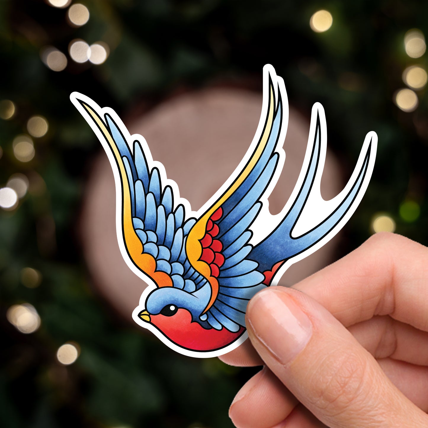 Sailor Jerry Style Swallow American Traditional Tattoo Flash Fine Art Waterproof Vinyl Sticker and Postcard Art Print