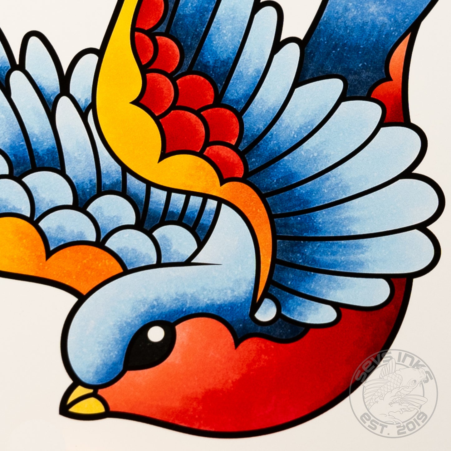 Sailor Jerry Style Swallow American Traditional Tattoo Flash Fine Art Waterproof Vinyl Sticker and Postcard Art Print