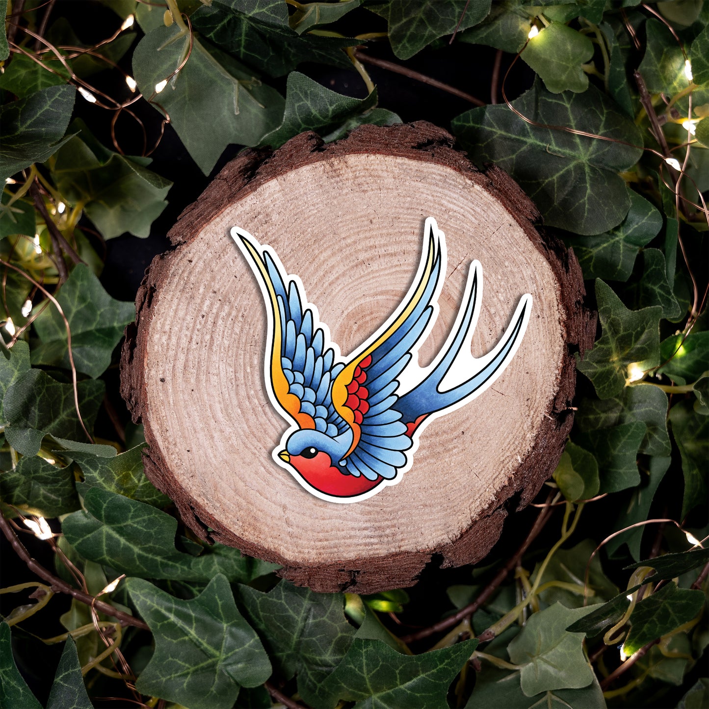 Sailor Jerry Style Swallow American Traditional Tattoo Flash Fine Art Waterproof Vinyl Sticker and Postcard Art Print