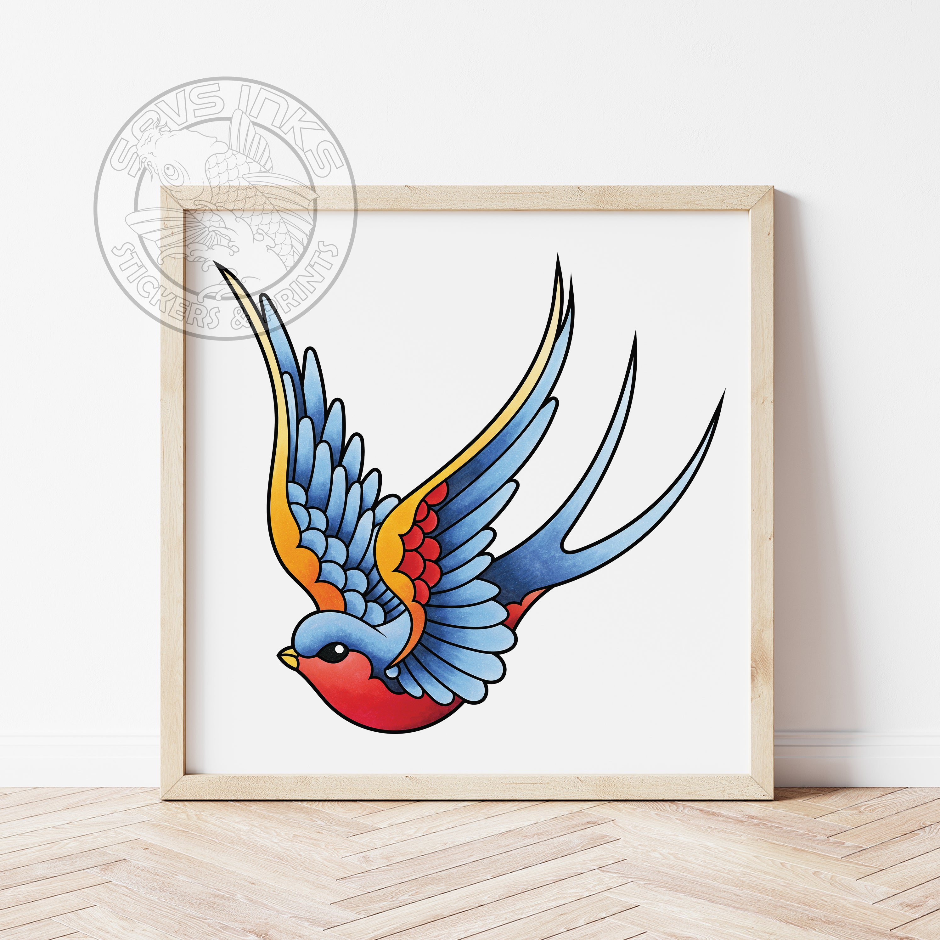 Neo Traditional Sailor Jerry Style Swallow Tattoo Flash – SevsInks