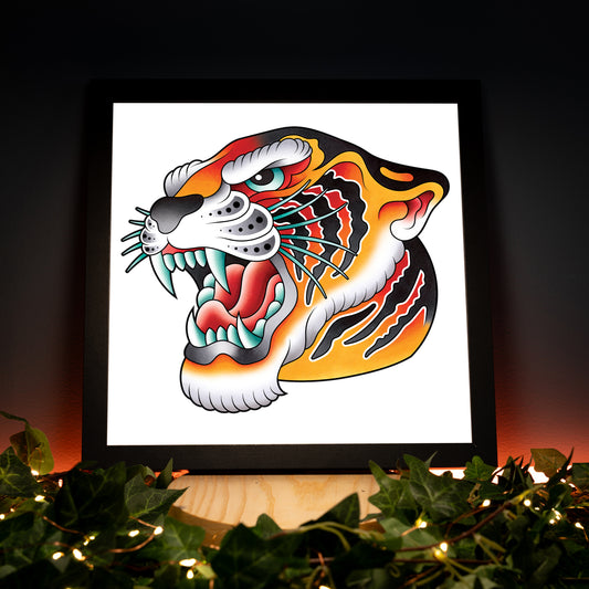 Traditional Tiger Head Tattoo Flash Hand Drawn Original Art Print Poster
