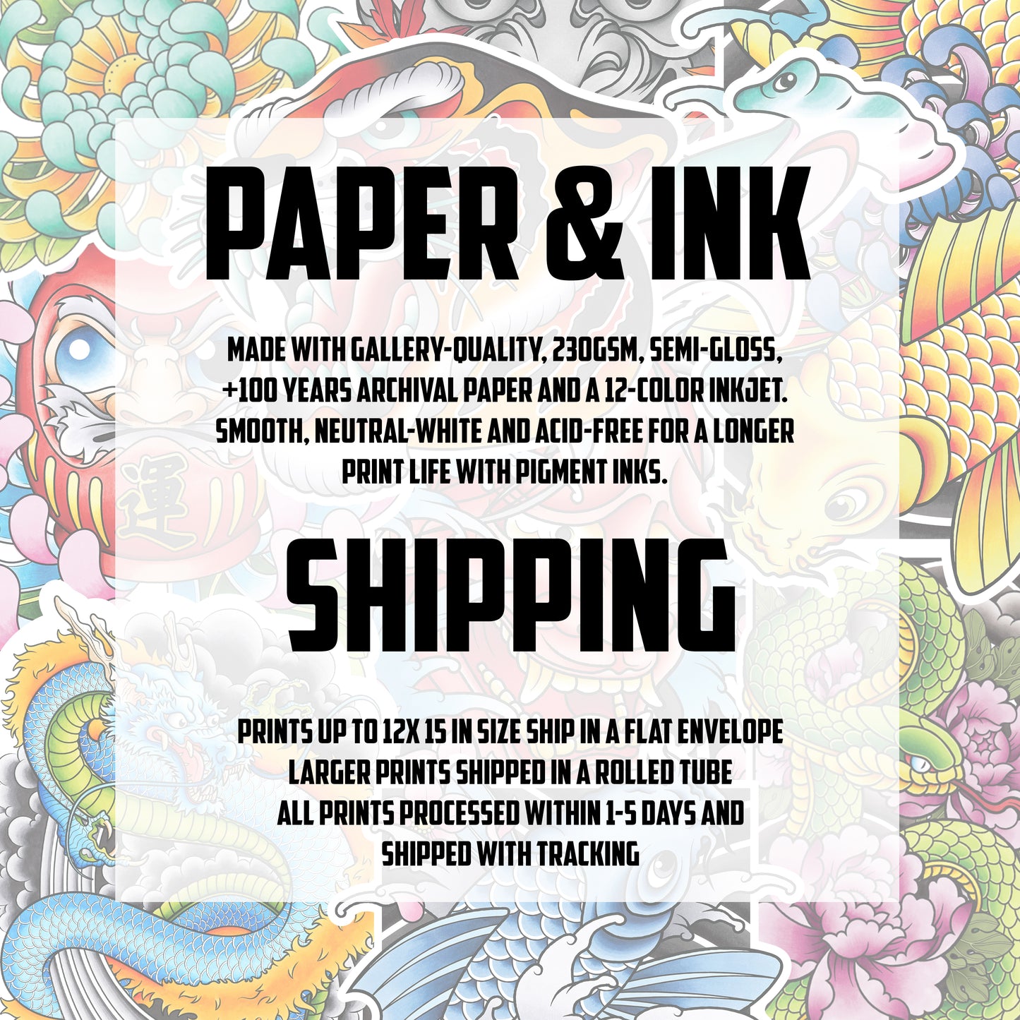 Hebi Snake and Peony - Traditional Japanese Inspired Irezumi Tattoo Flash Hand Drawn Original Art Print Poster